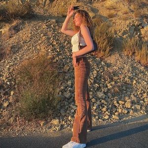 Brandy Melville Brown Corduroy Low Waisted Pants